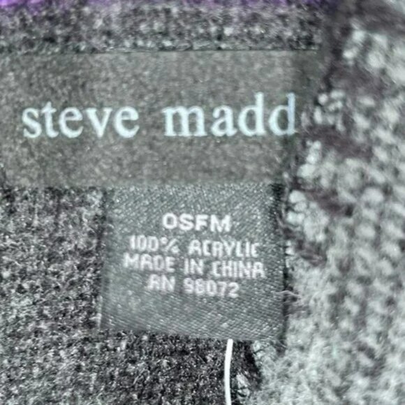 Madden Gray Purple Blue Plaid Color Block Poncho Shawl Blanket Sweater Jacket - Picture 5 of 5